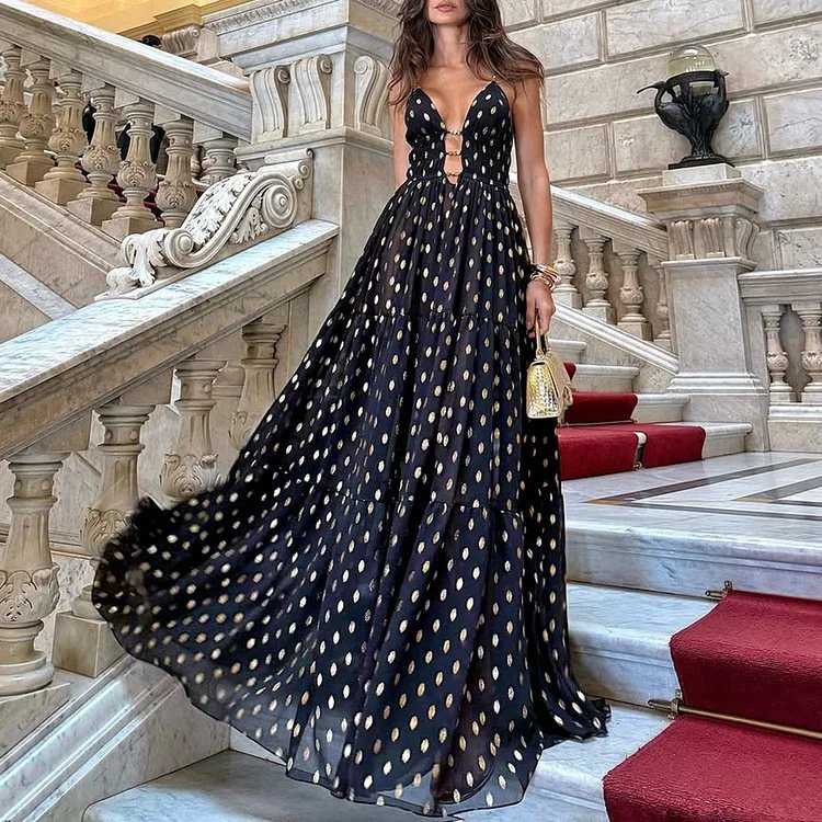 Conjunto de Baño Retro de Lunares con Falda Maxi - Imagen 2