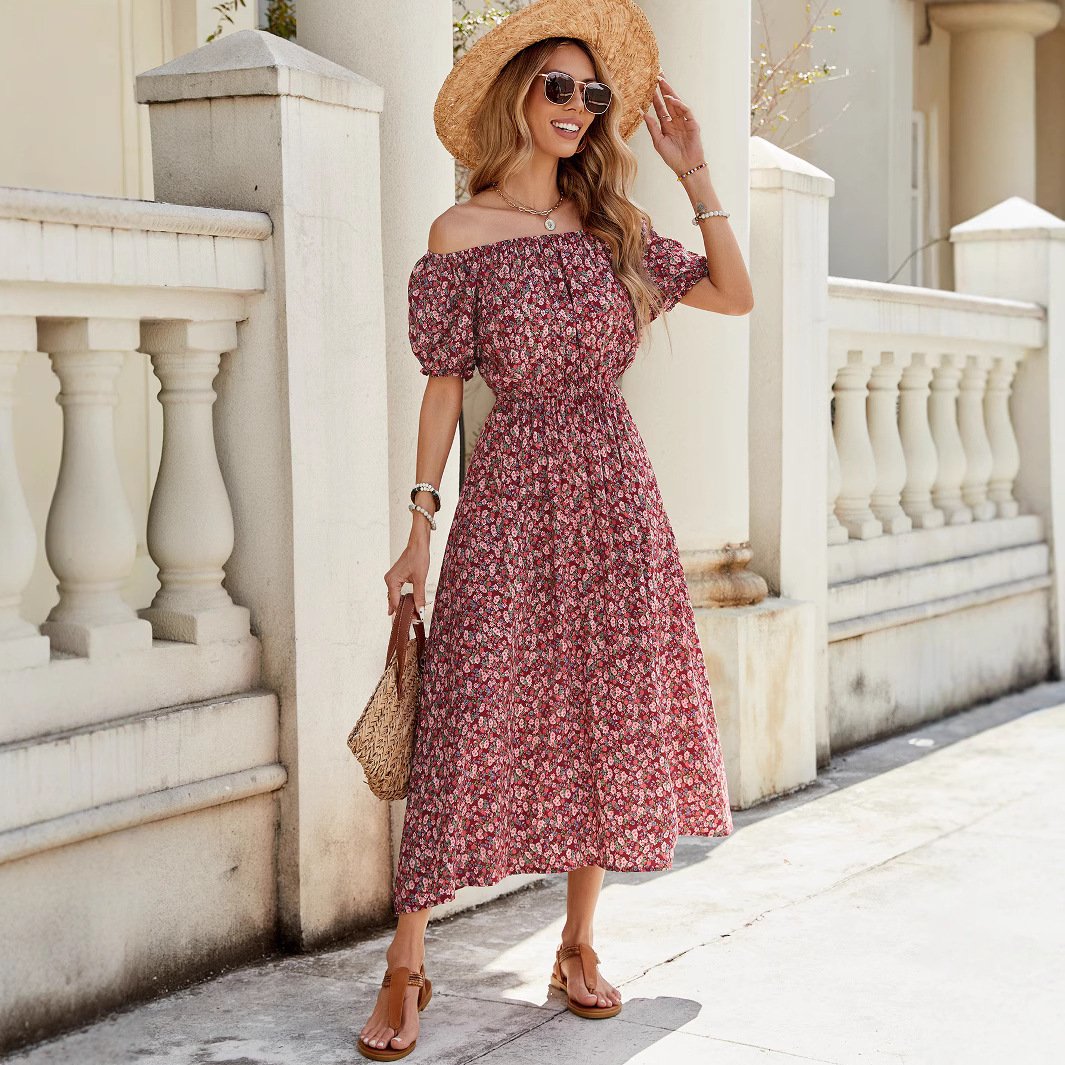 Vestido floral rojo – estilo dulce de verano
