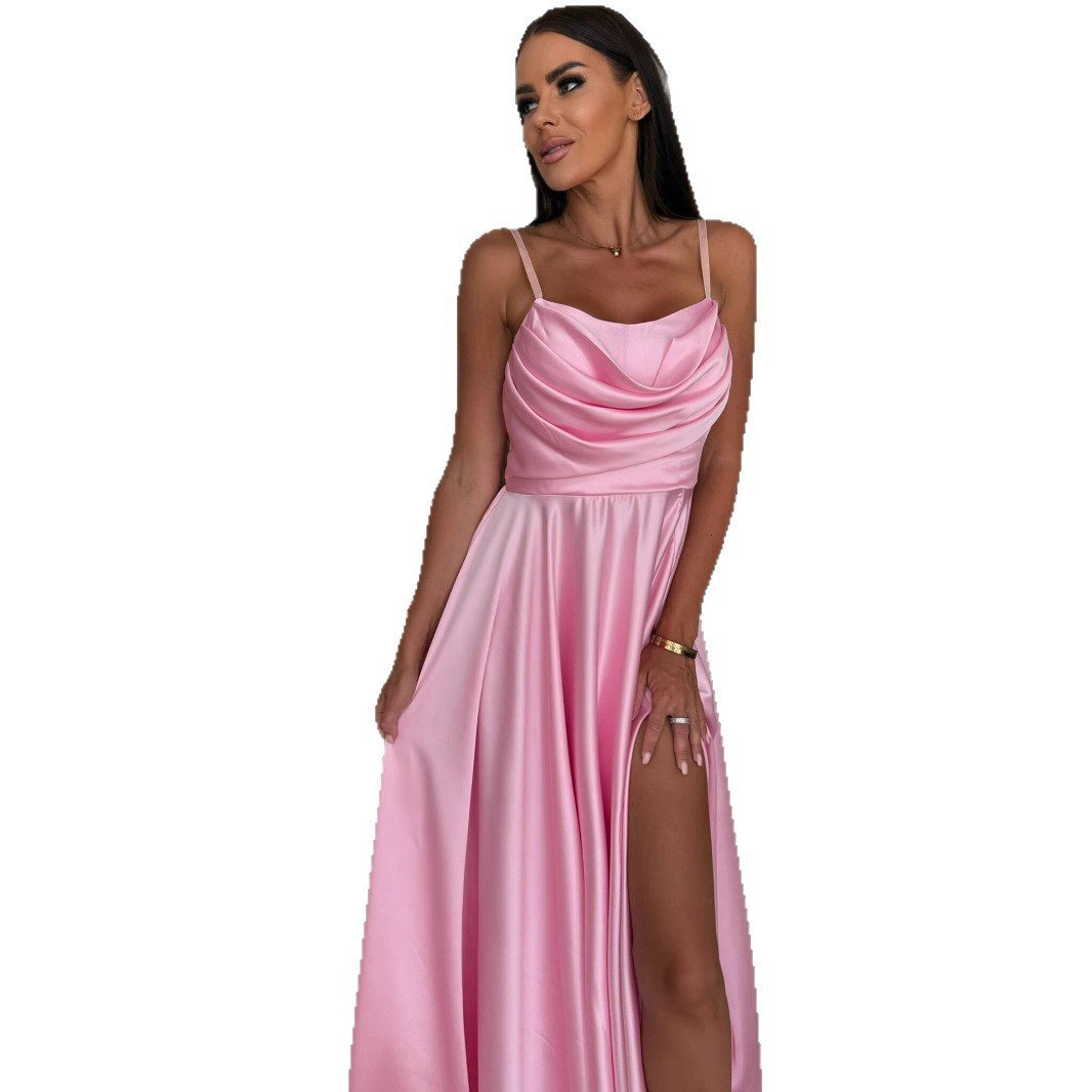 Vestido de tirantes con abertura y pliegues – estilo elegante y sensual - Imagen 5