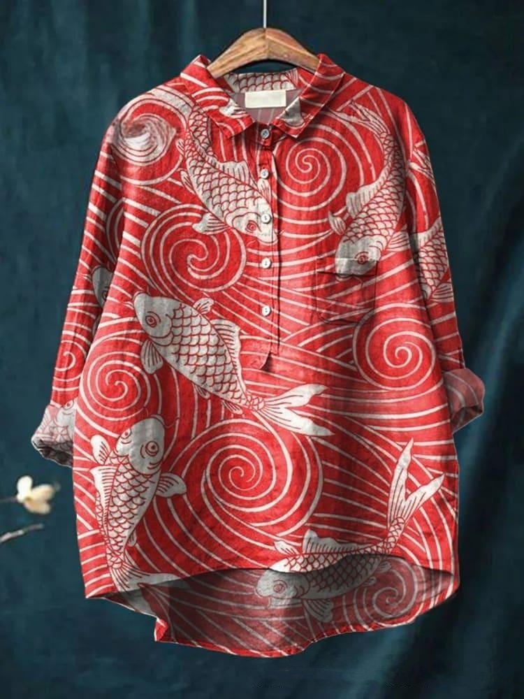 Camisa Casual con Estampado Artístico en Relieve - Imagen 2