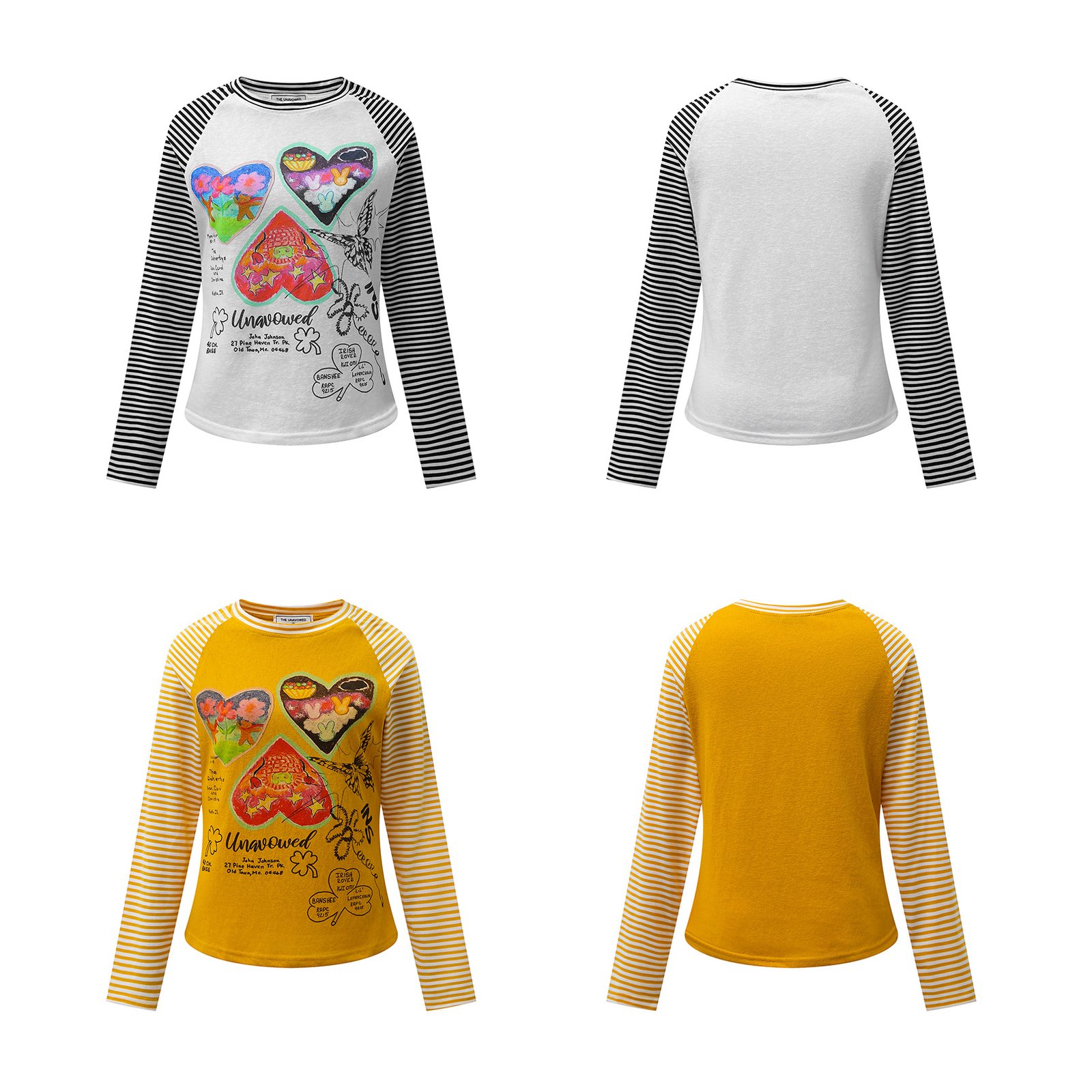 Camiseta estampada a rayas con corazones – estilo street y anime - Imagen 5