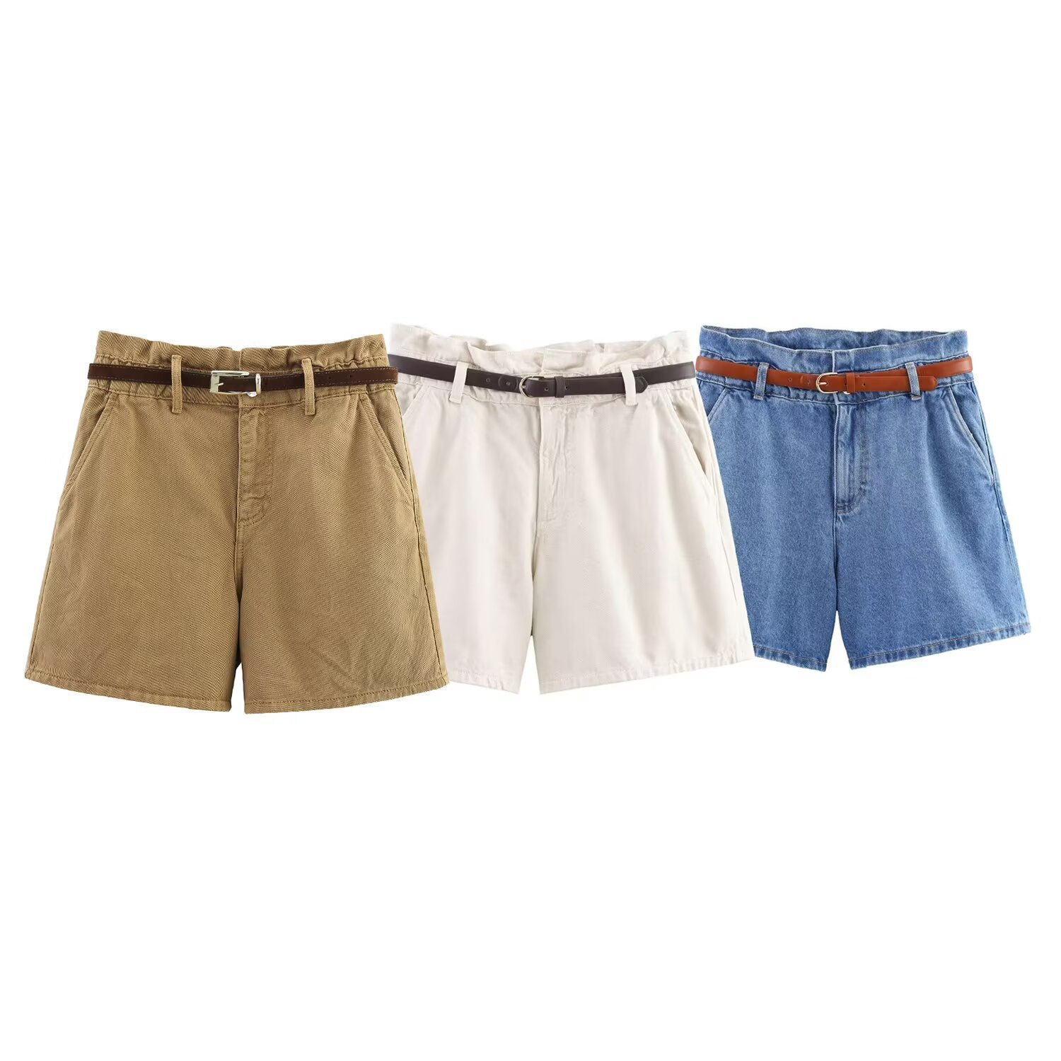 Shorts tipo paper bag con cinturón