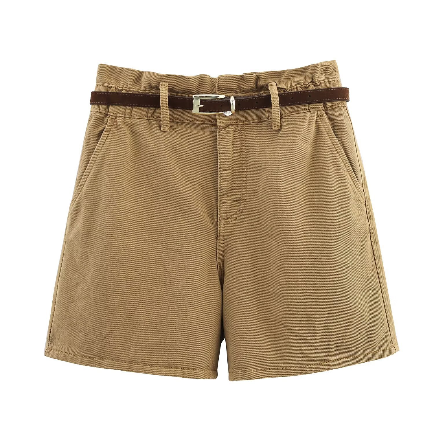 Shorts tipo paper bag con cinturón - Imagen 4