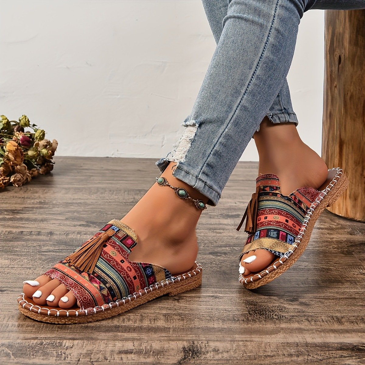 Sandalias Planas con Diseño Artesanal Indígena – Edición Exclusiva Puchufús - Imagen 7