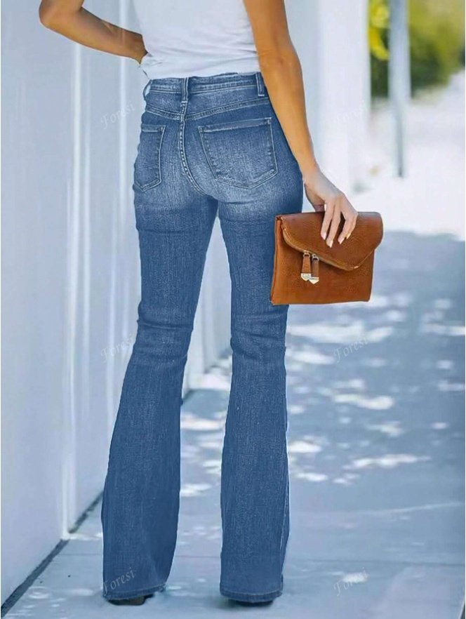 Pantalón acampanado multibotón — corte slim fit de largo completo en poliéster - Imagen 6