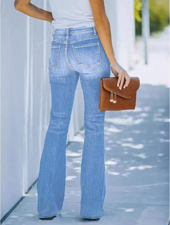 Pantalón acampanado multibotón — corte slim fit de largo completo en poliéster - Imagen 4